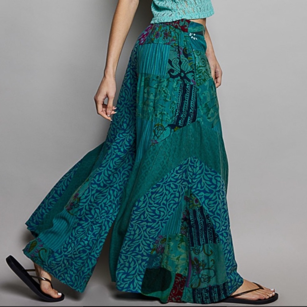POL Teal Patchwork Wide-Leg Pants - image 3